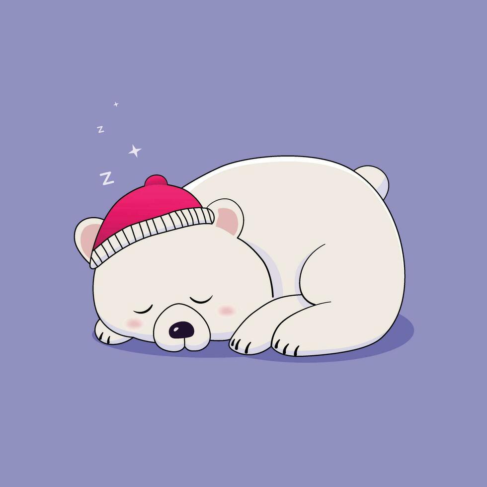 Vector Cute sleeping panda illustration on purple background