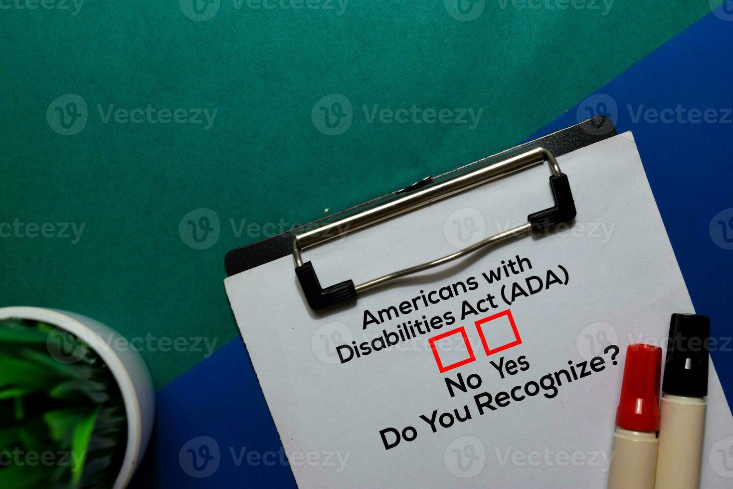 Americans with Disabilities Act , Do You Rezognize Yes or No. On office desk background photo