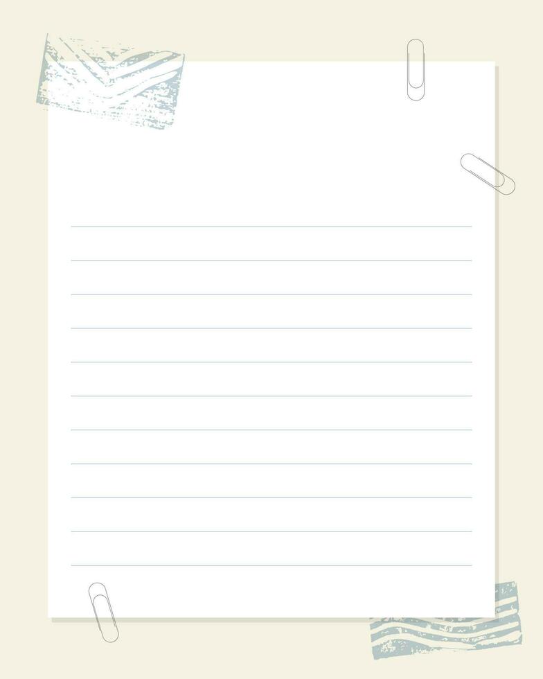 Clásico papel blanco para notas recordatorios a hacer lista, con estampilla. scrapbooking , decoupage. vector
