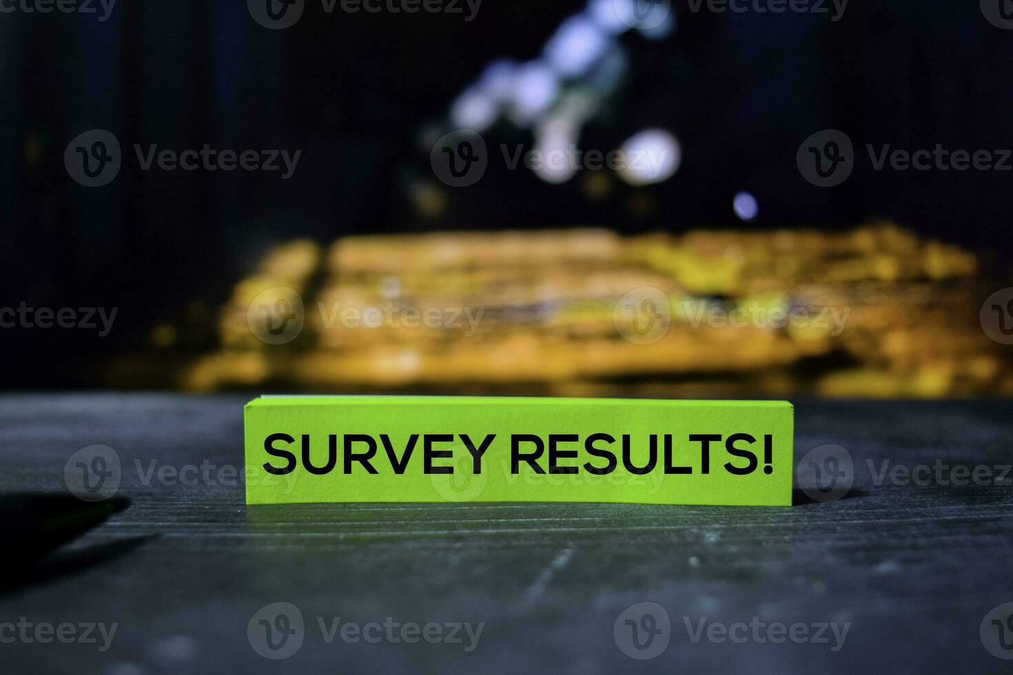 Survey Results on the sticky notes with bokeh background photo