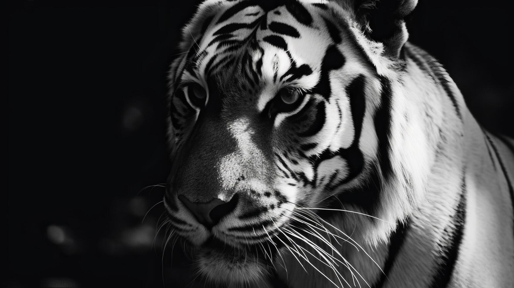 monocromo tigre. ilustración ai generativo foto