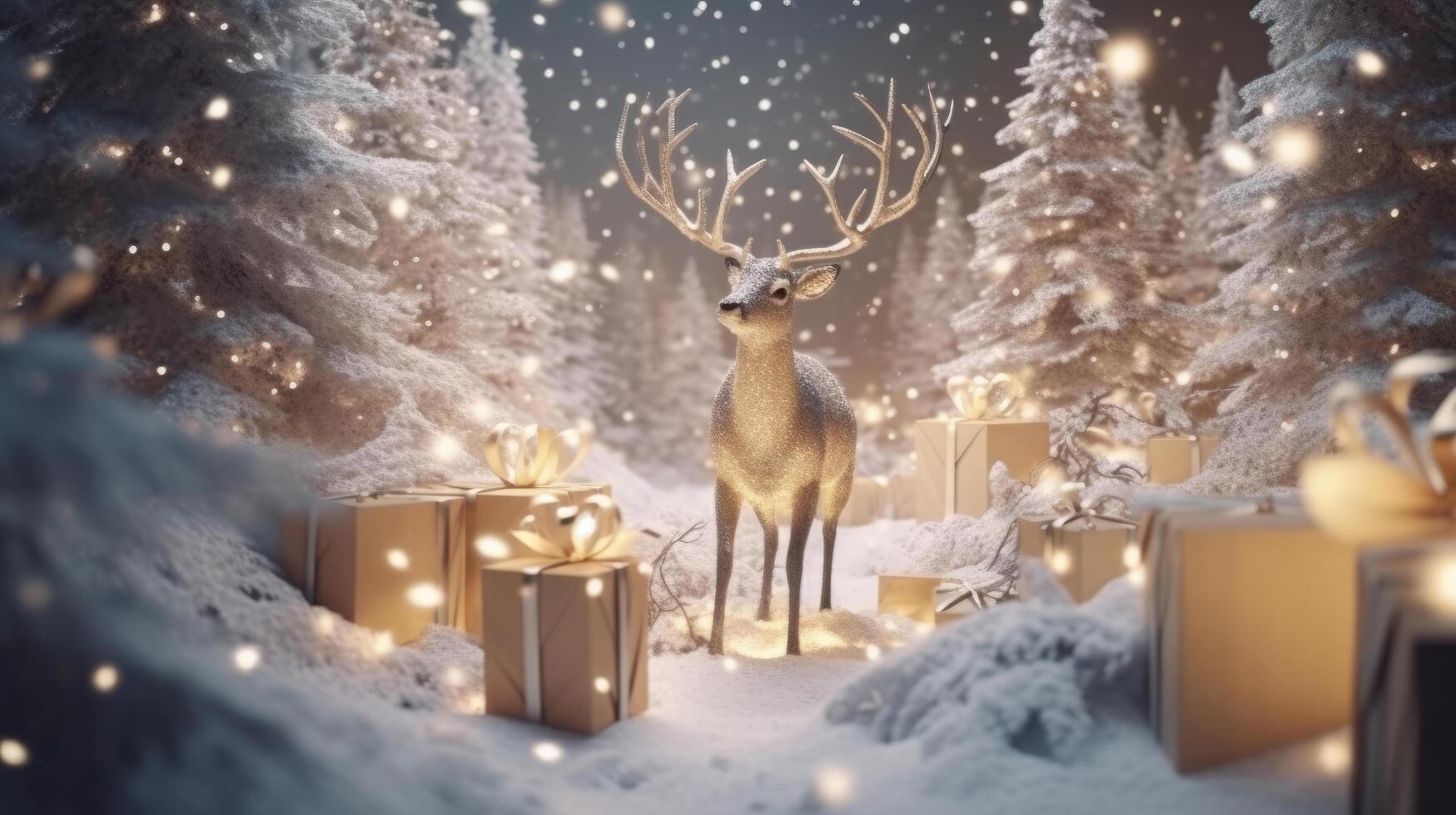 Magic deer in fairy forest. Illustration photo