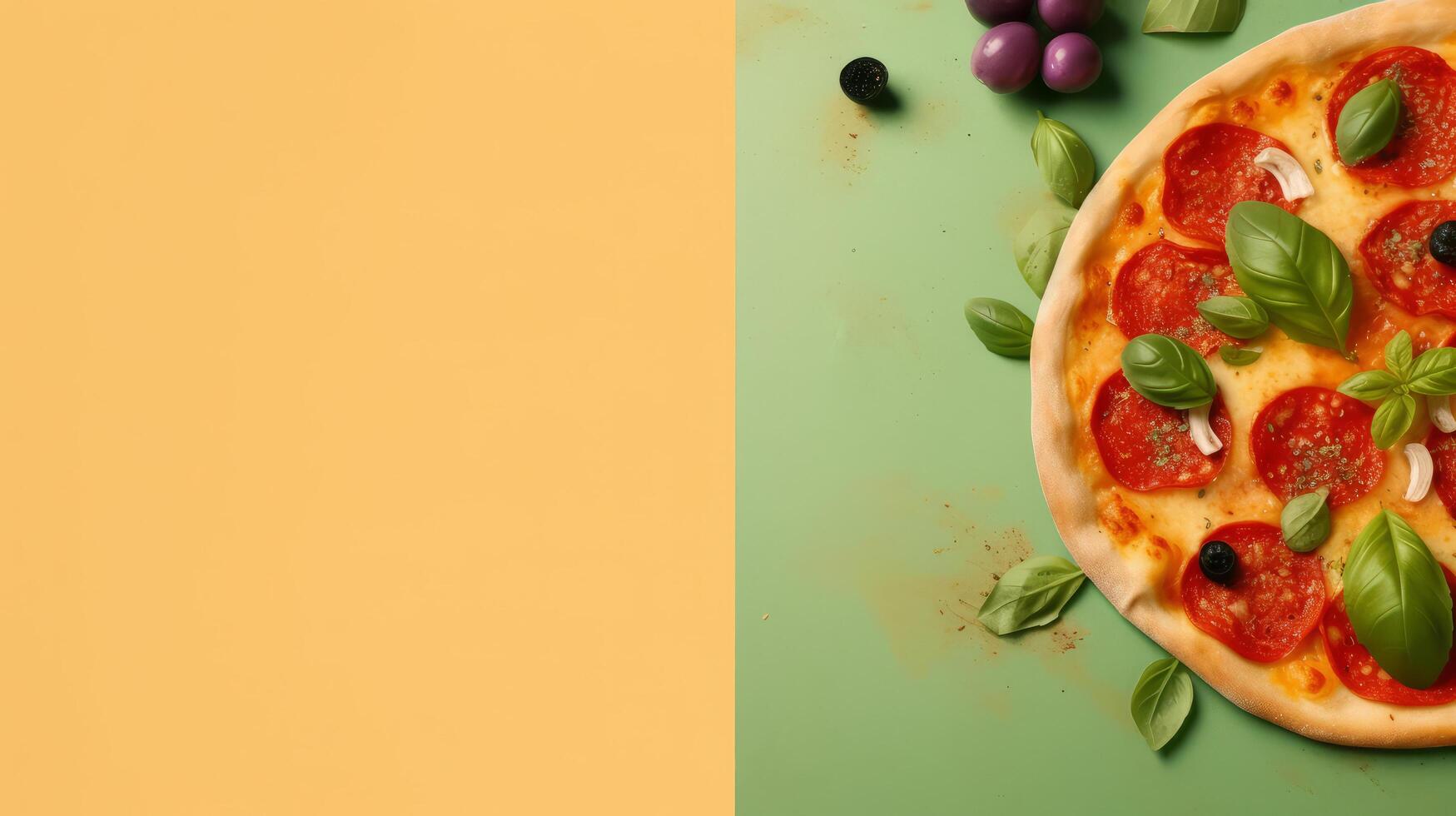 Pizza vivid background. Illustration photo