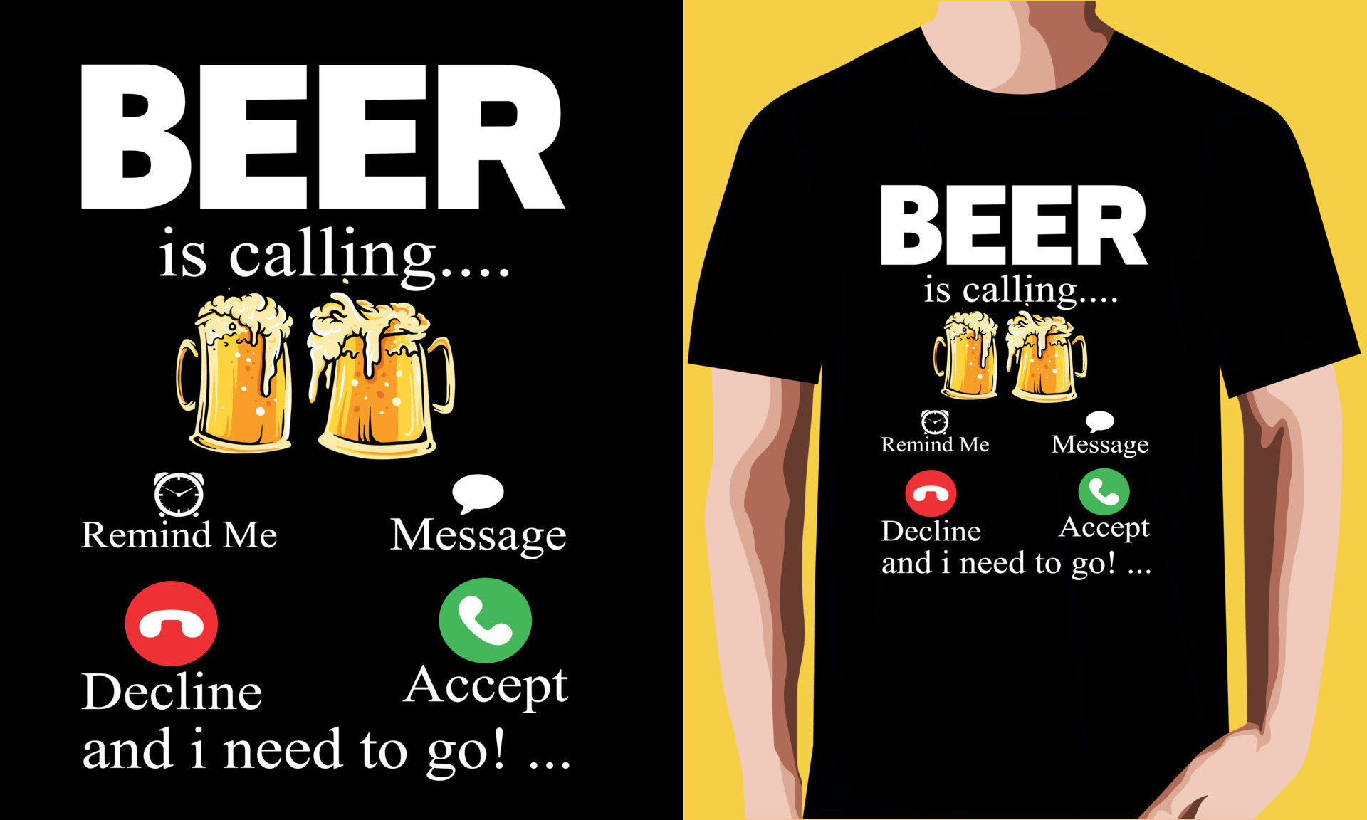 beer is calling remind me message decline accept and 23635661 Vector