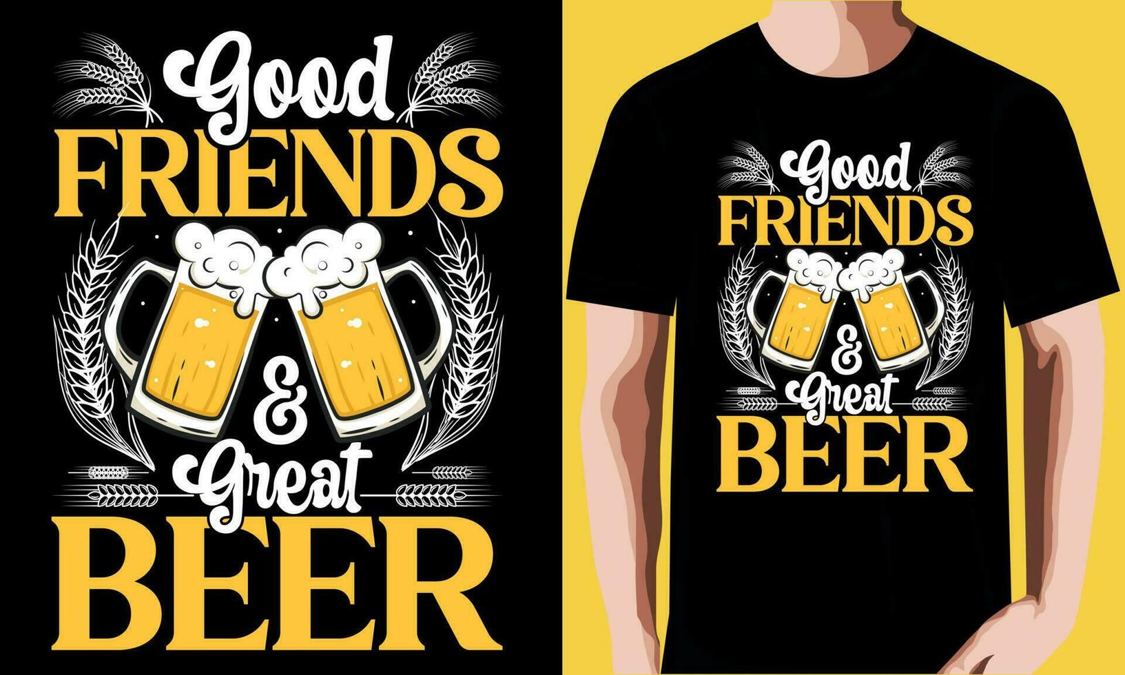 buenos amigos gran diseño de camisetas de cerveza. vector