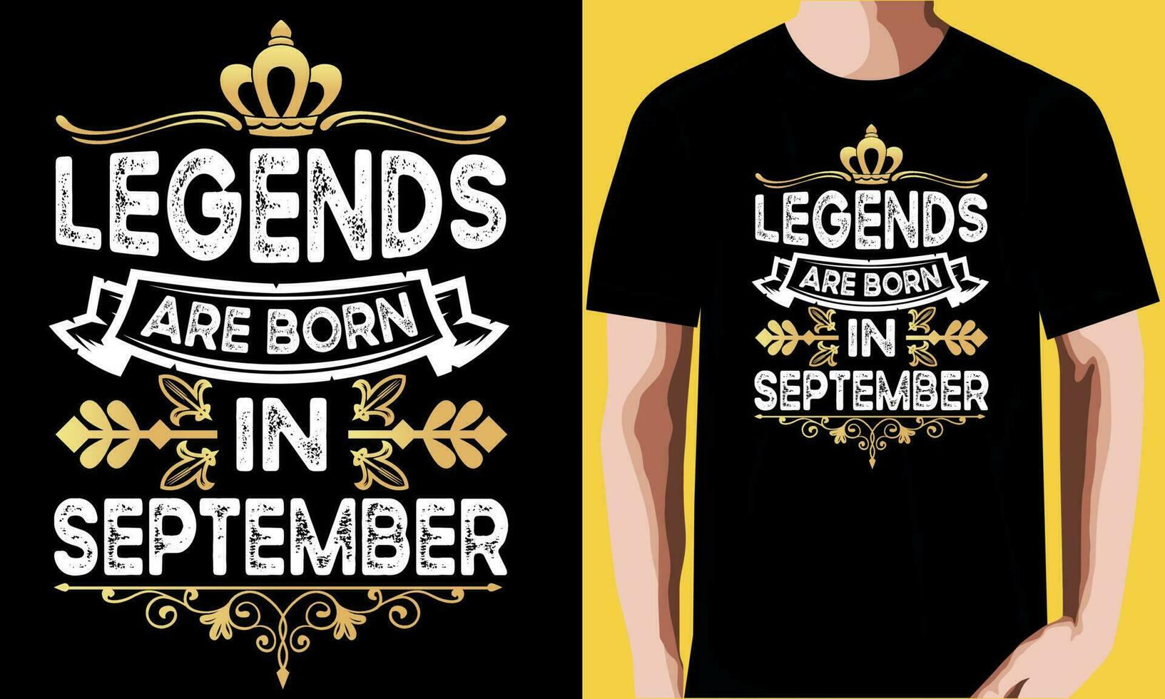 Legends are born in September t-shirt design. vector