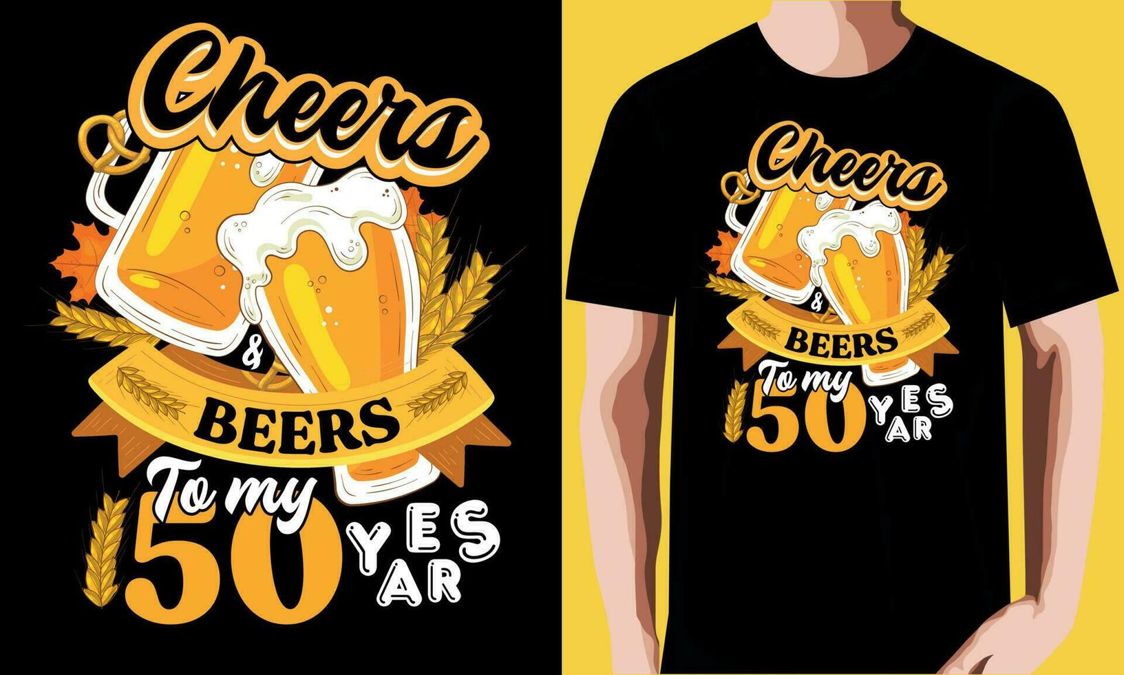 Cheers beers to my 50 years t-shirt design. vector