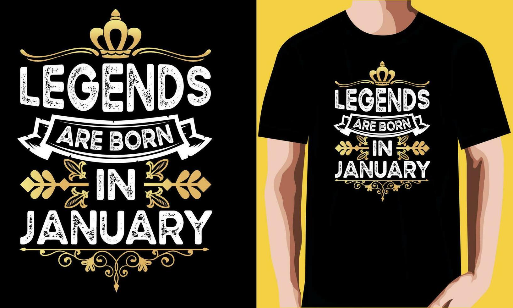 Legends are born in January T-shirt design. vector