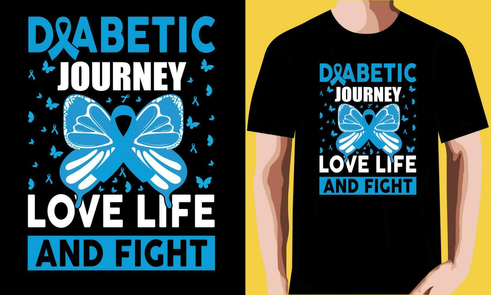 Diabetic journey love life and fight T-shirt Design. vector