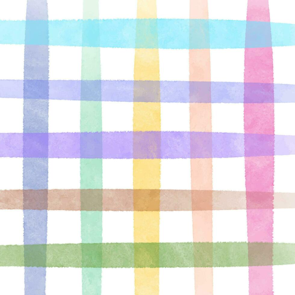 Pastel coloured hand painted plaid pattern background vector