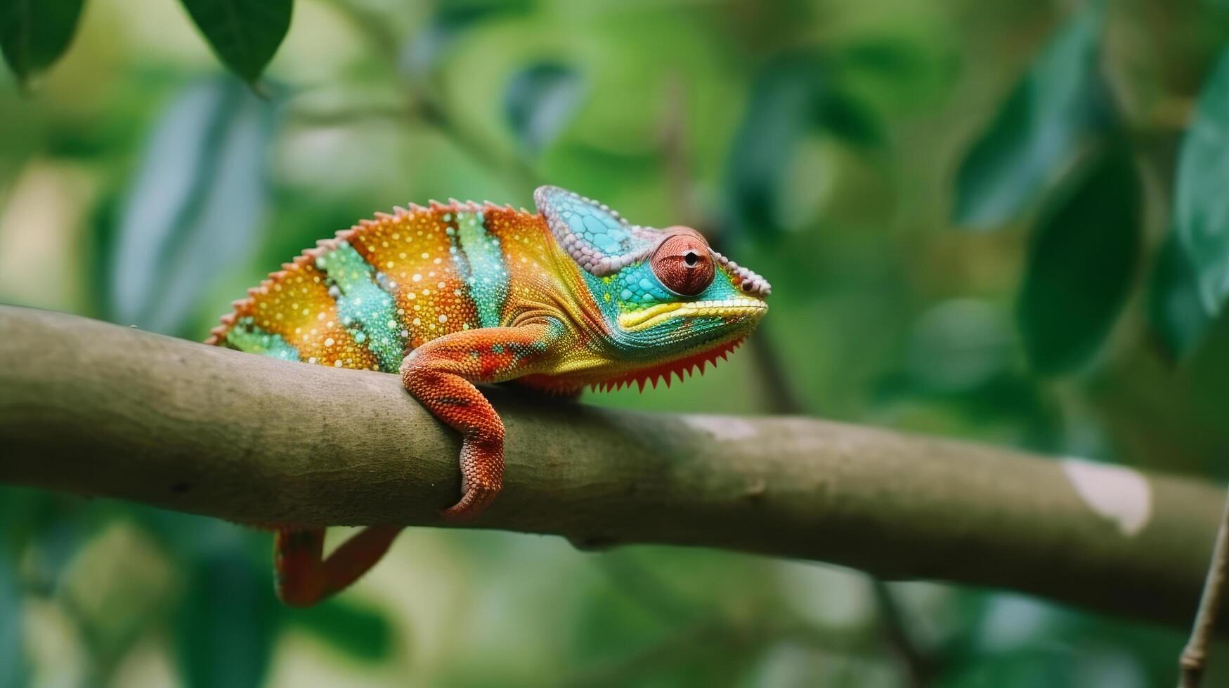 camaleón en naturaleza. ilustración ai generativo foto