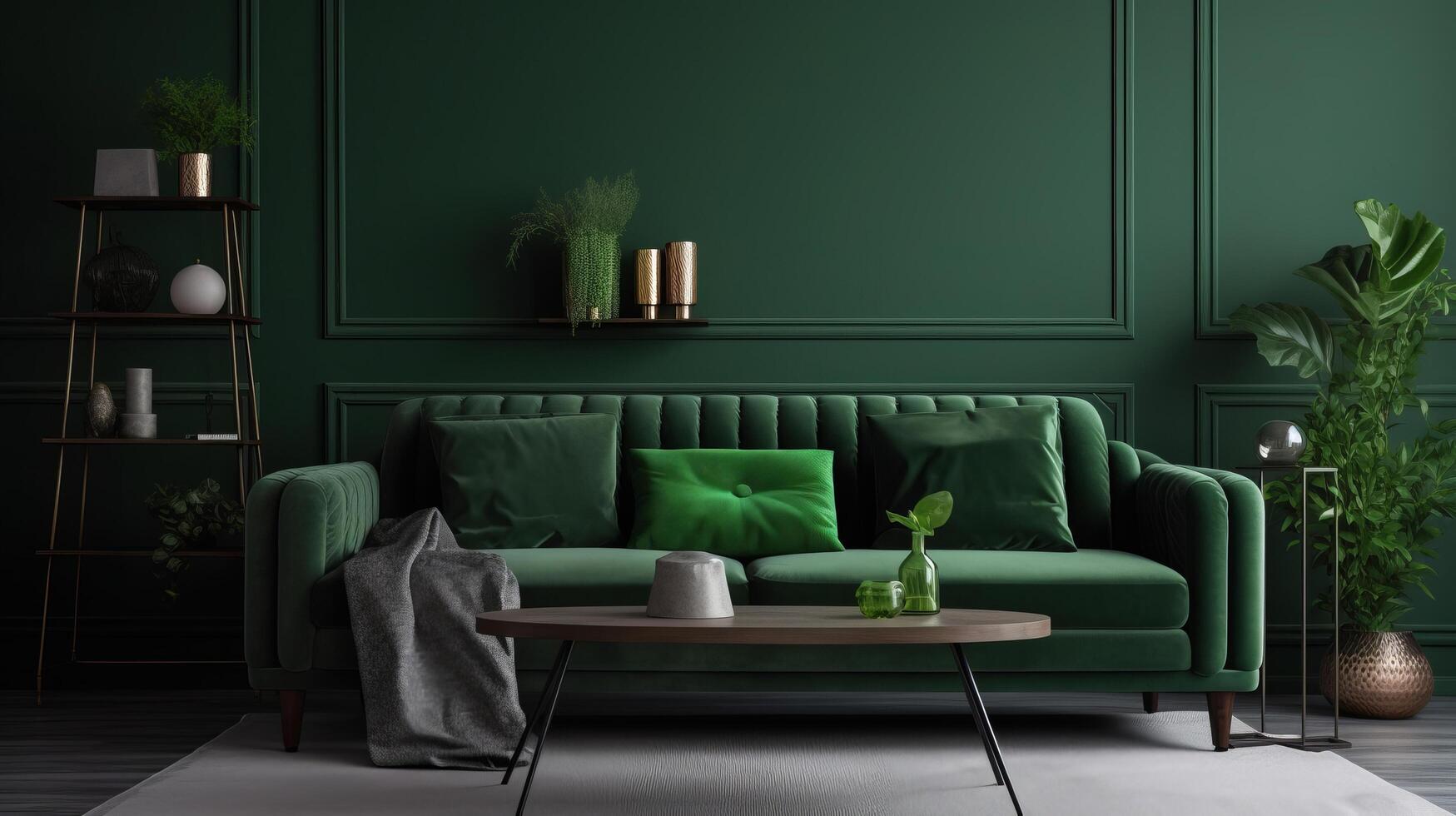 Modern green interior background. Illustration photo