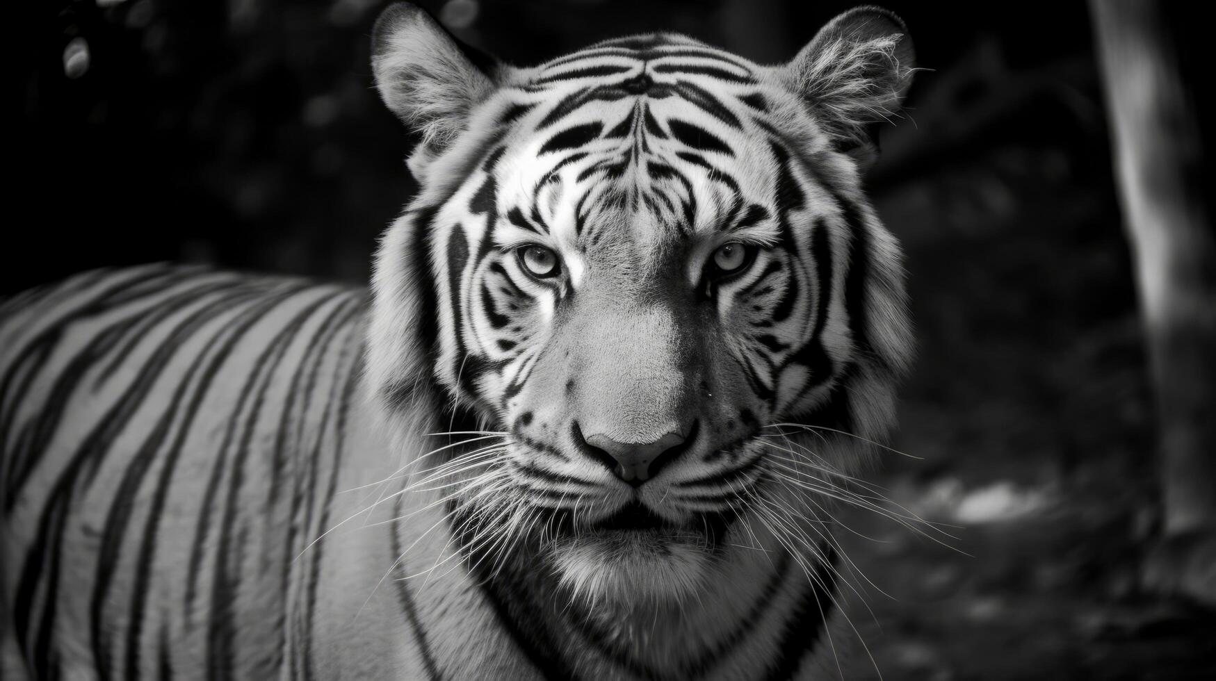 monocromo tigre. ilustración ai generativo foto