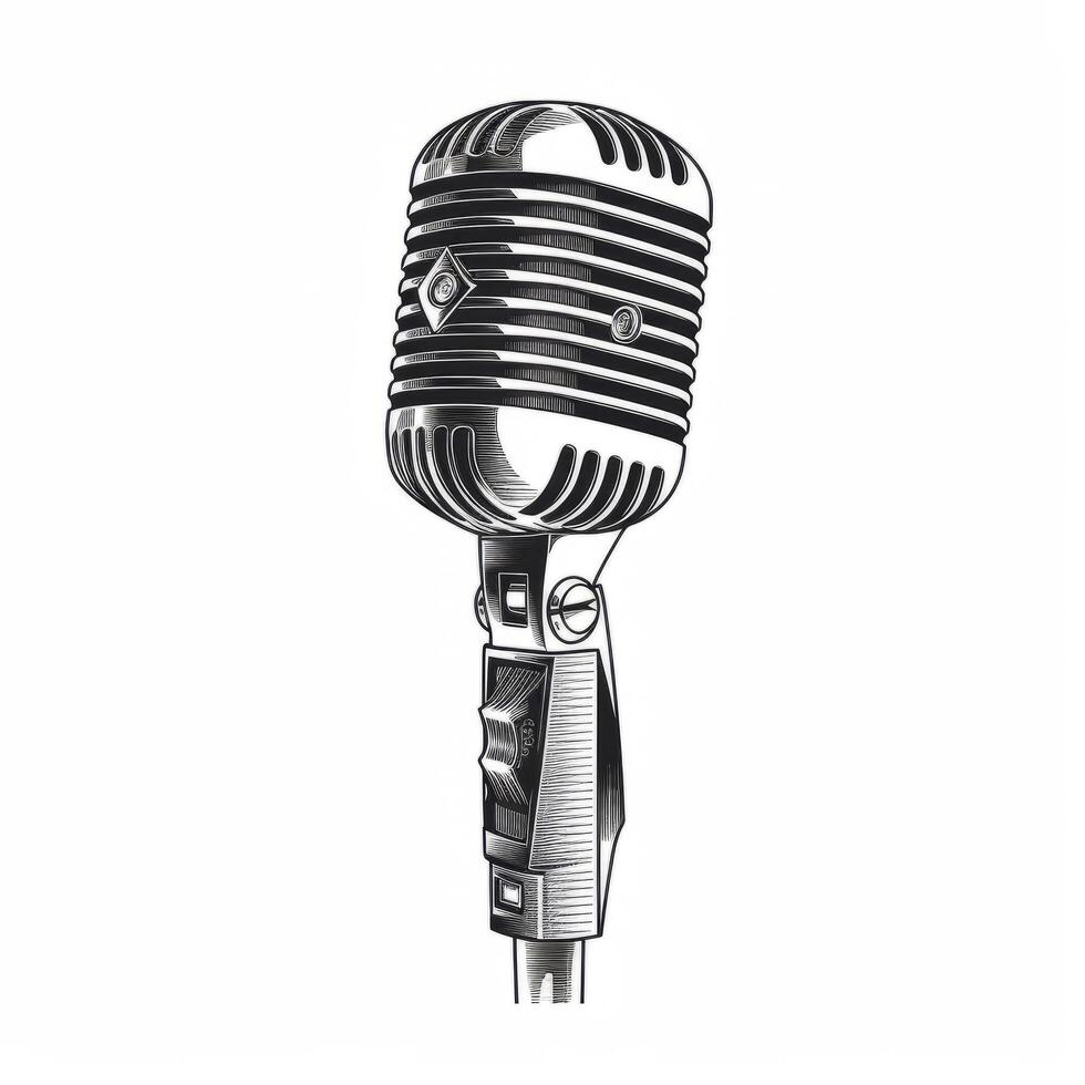 Retro microphone isolated. Illustration photo