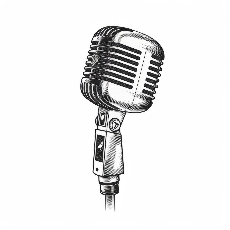 Retro microphone isolated. Illustration photo