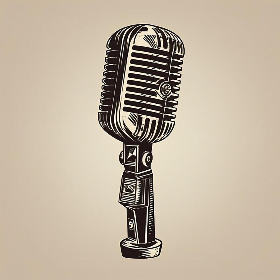 Retro microphone isolated. Illustration photo