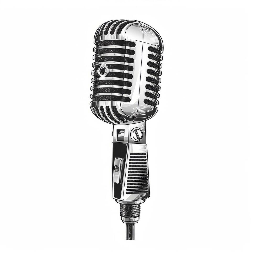 Retro microphone isolated. Illustration photo