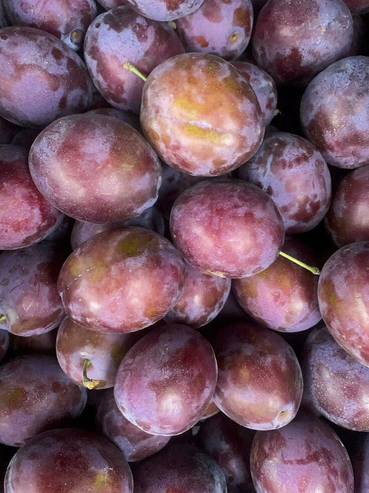 Fruit background,texture of garden plums. Studio Photo