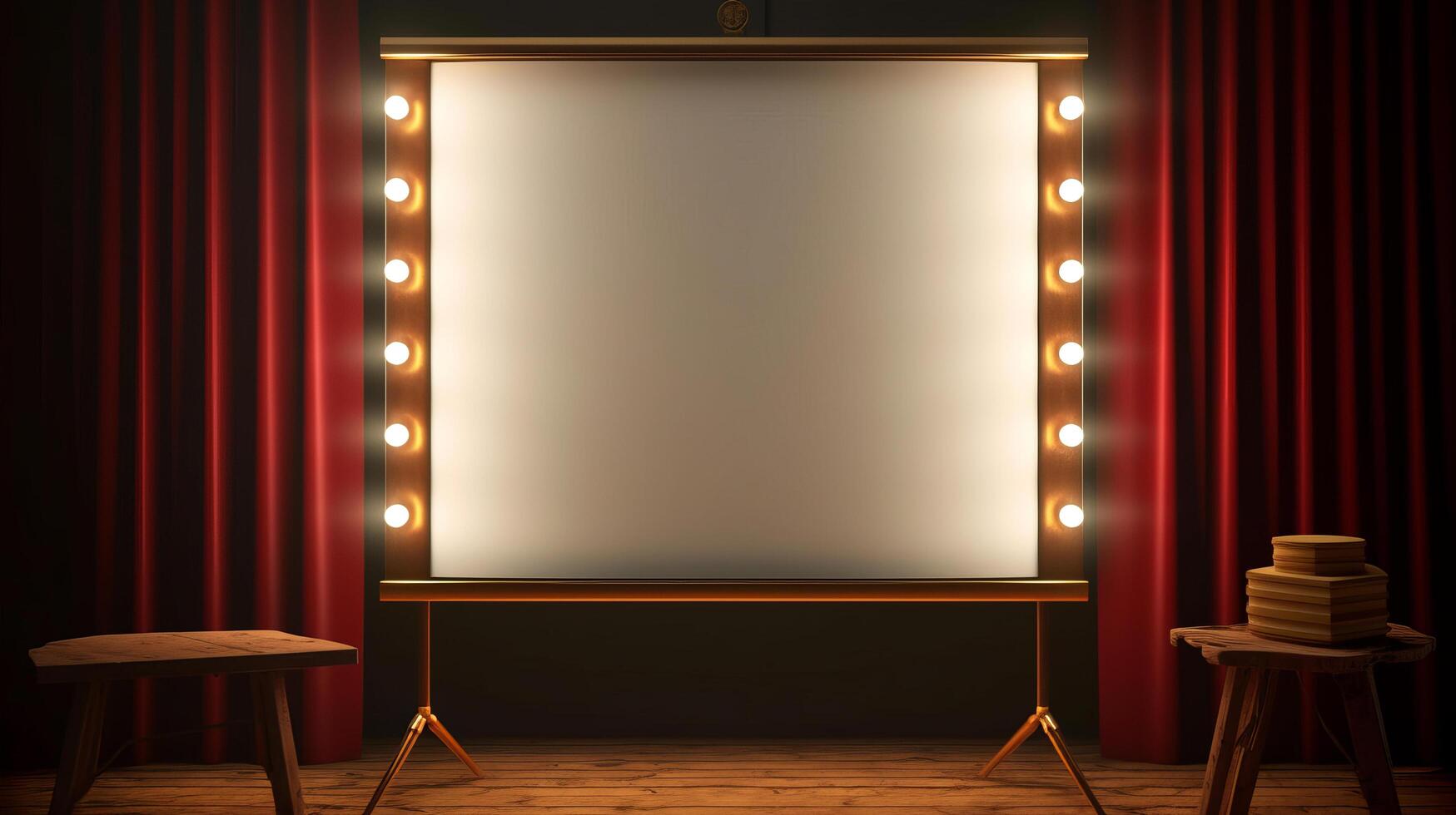 Frame with bulb lights. Illustration photo