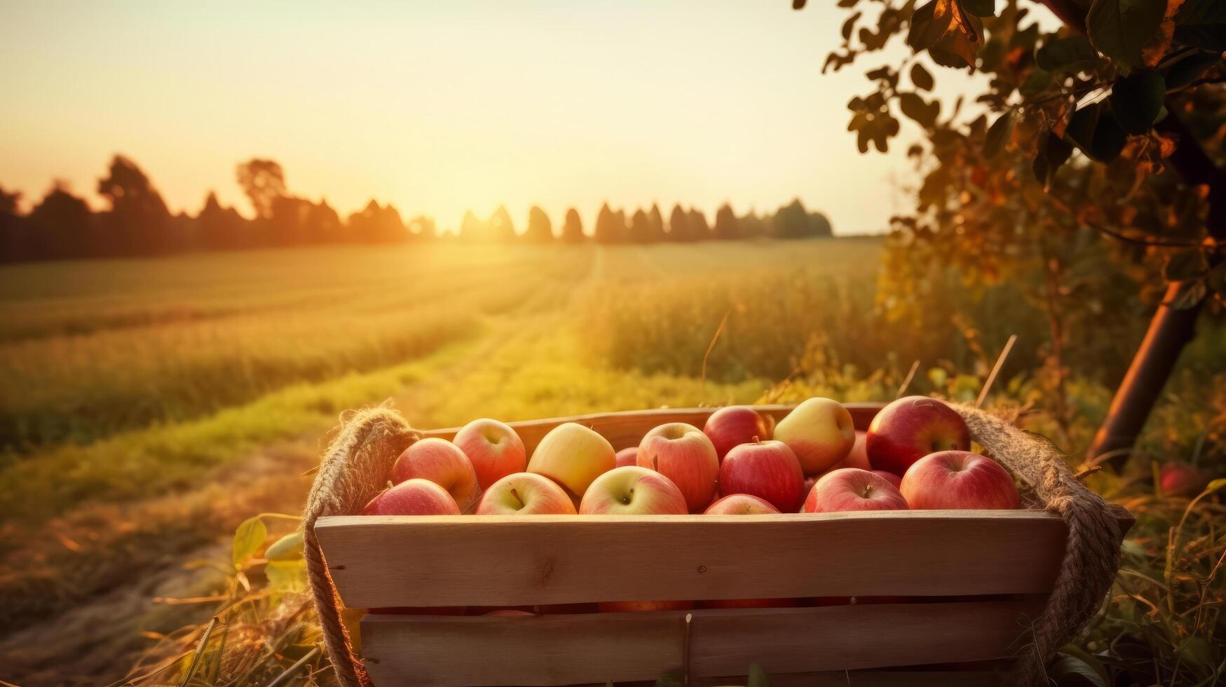 Apples in basket. Illustration photo