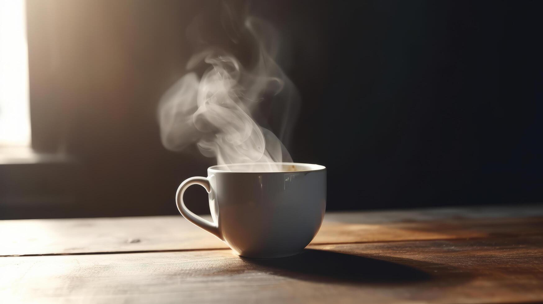 Steaming cup of coffee. Illustration photo