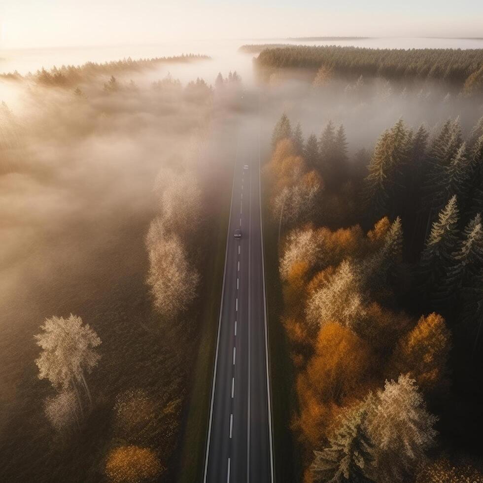 Drone view road. Illustration photo