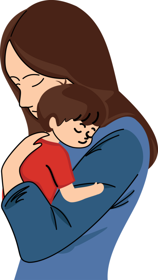 Illustration of a mother holding her child. concept of the relationship between mother and child. Mother's Day. mother's love png