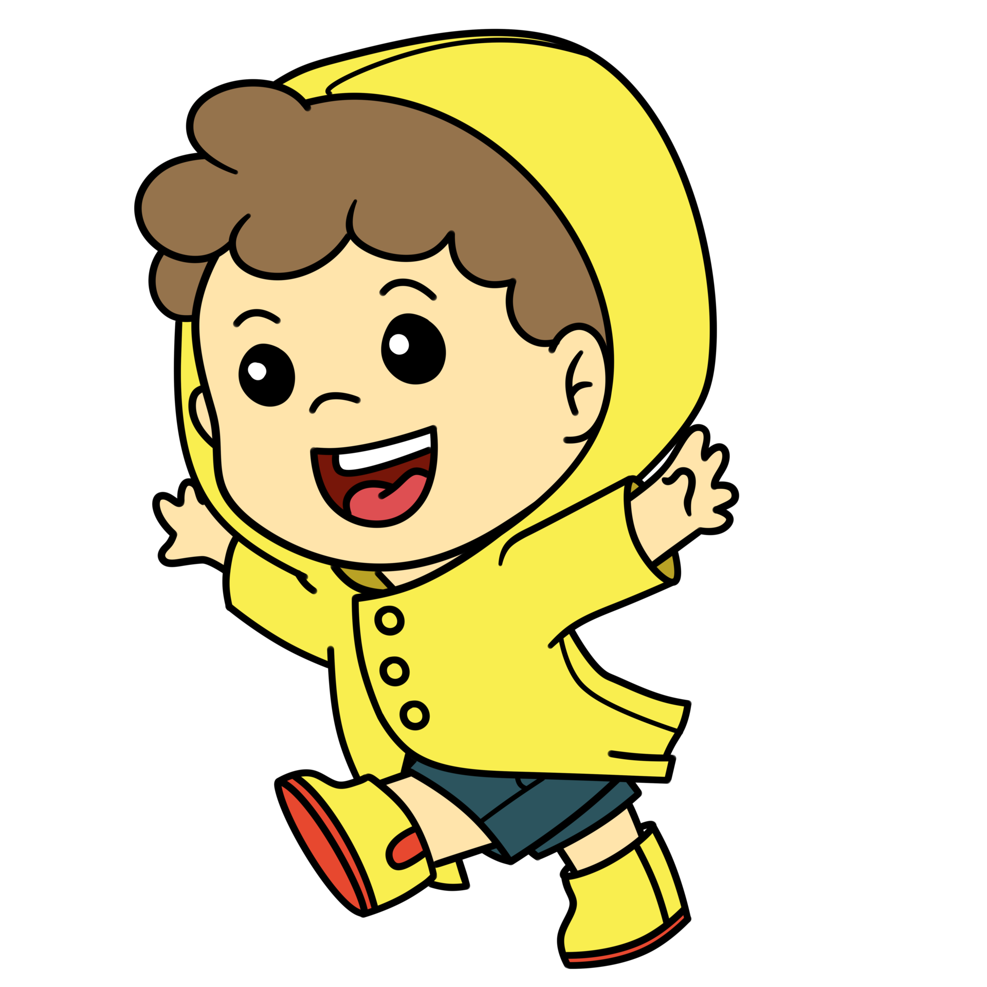 Cartoon Kid Raincoat Boy Running Transparent Background 23636518 PNG