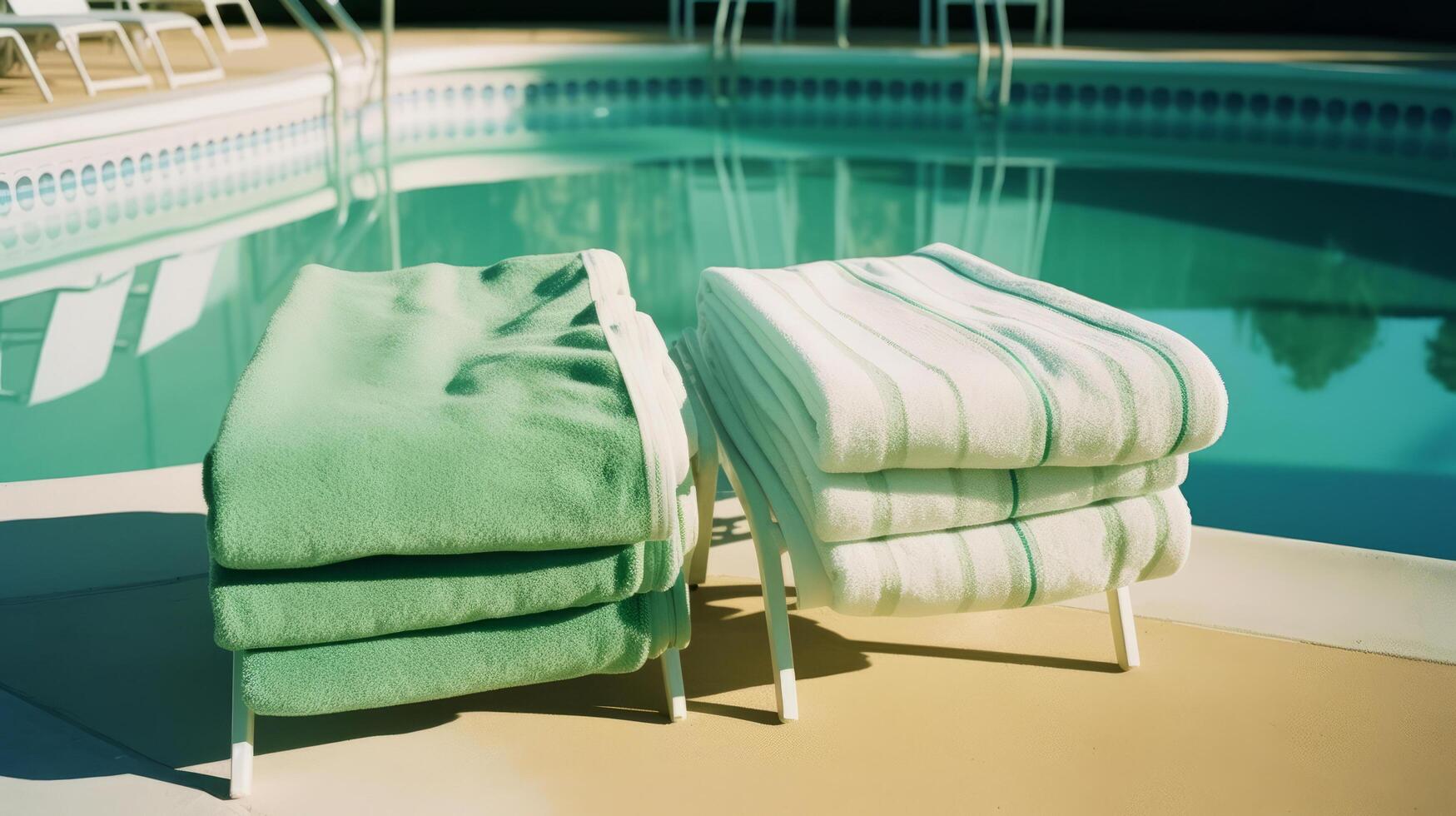 Towels near the pool. Illustration photo