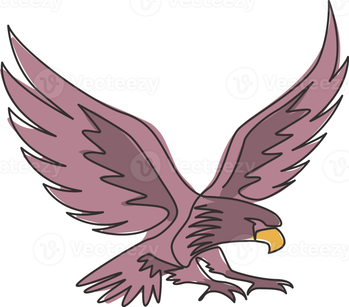 uno soltero línea dibujo de fuerte águila pájaro para empresa negocio logo identidad. halcón mascota concepto para aire fuerza icono. moderno continuo gráfico línea dibujar diseño ilustración png