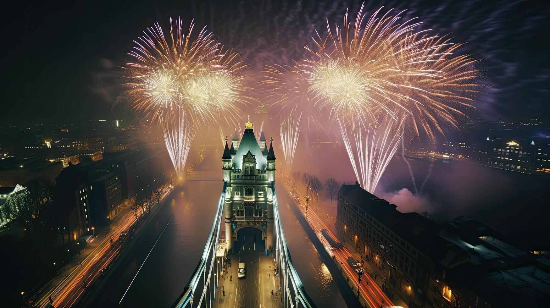 fiesta fuegos artificiales en Londres. ilustración ai generativo foto