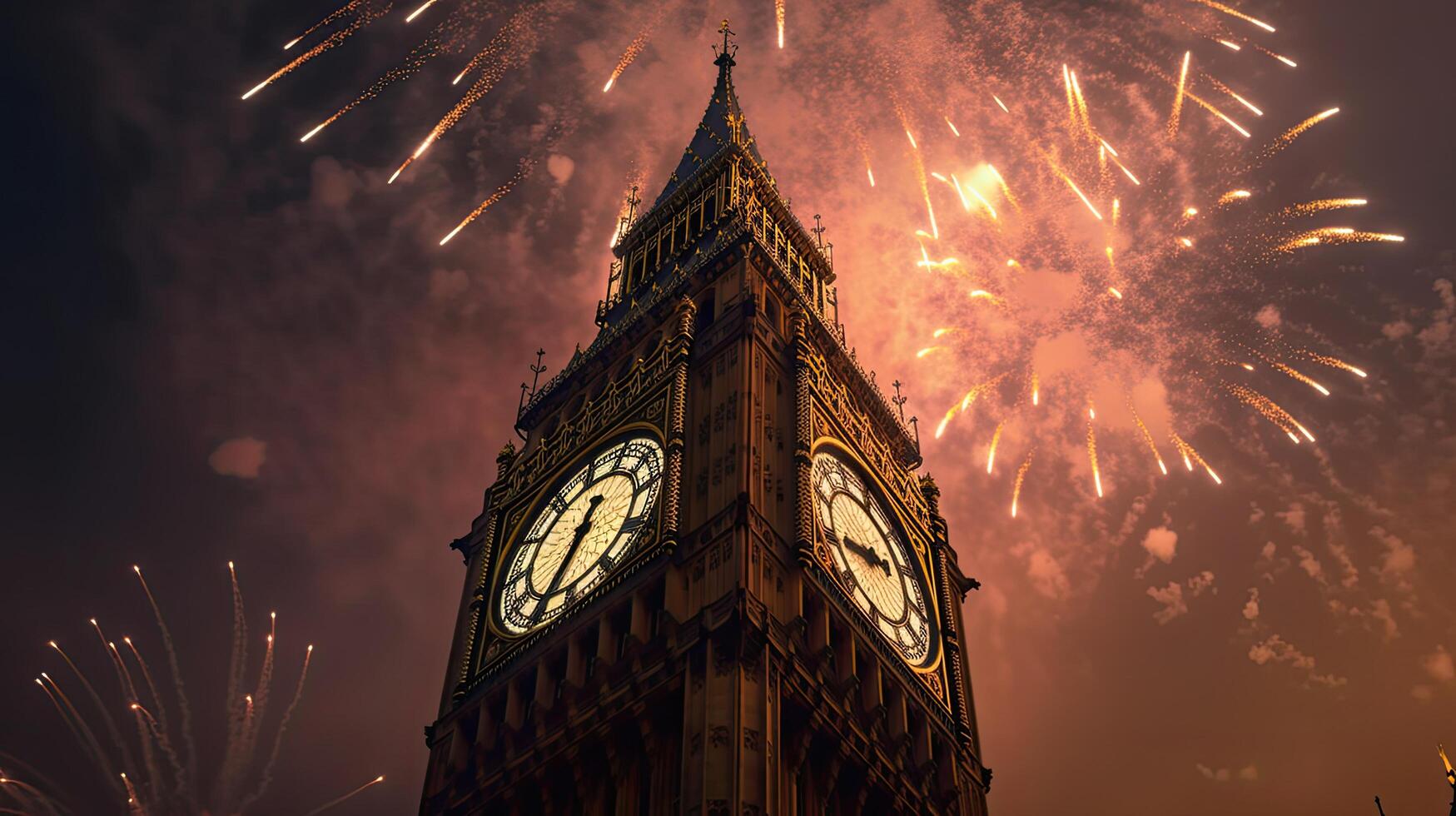 Holiday Fireworks in London. Illustration photo