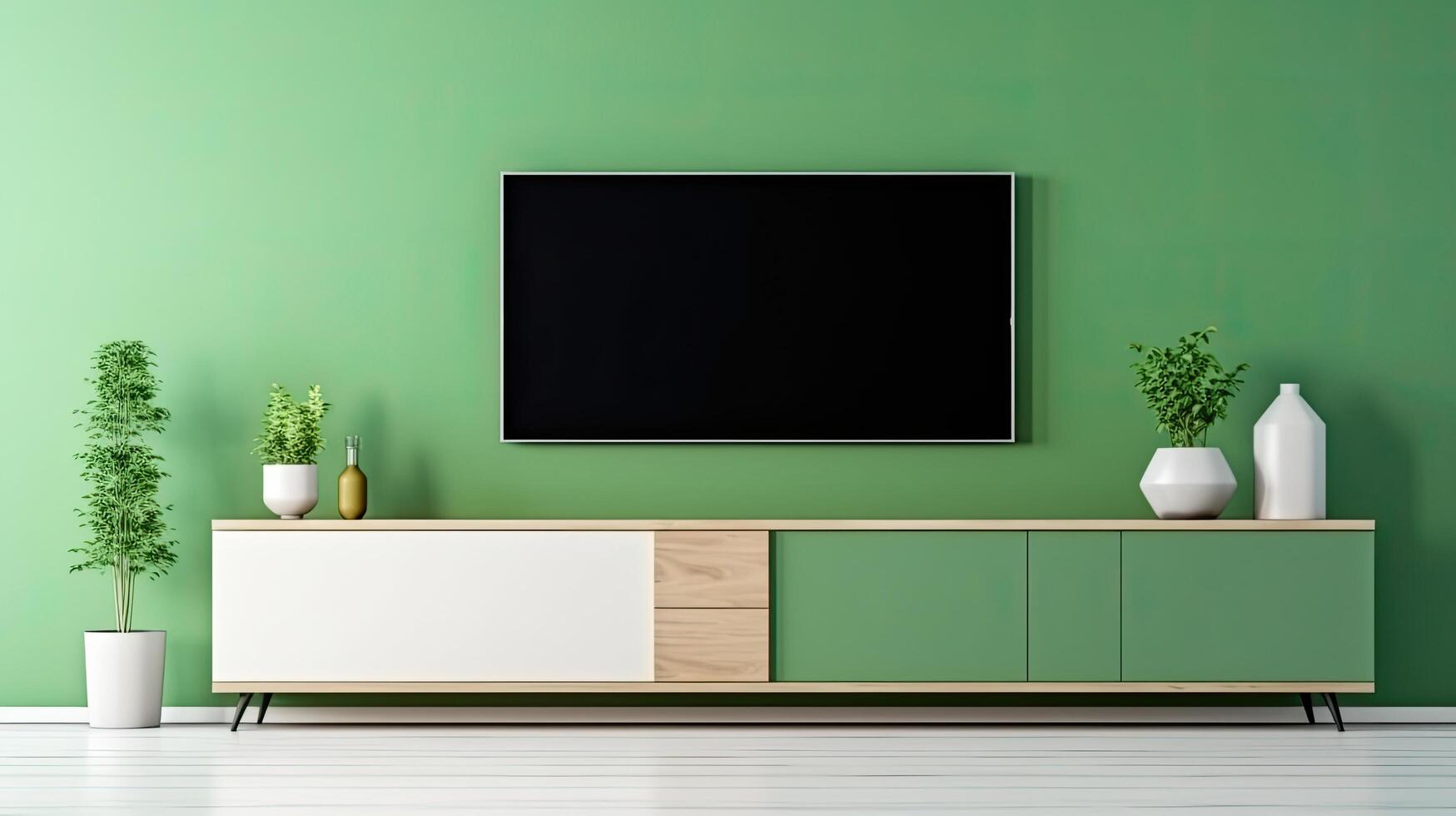 Modern green living room. Illustration photo