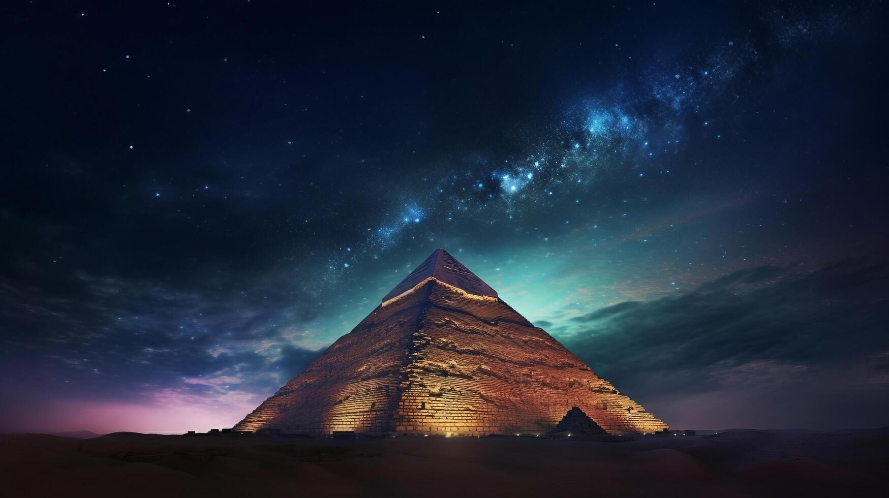 Magical pyramid. Illustration photo