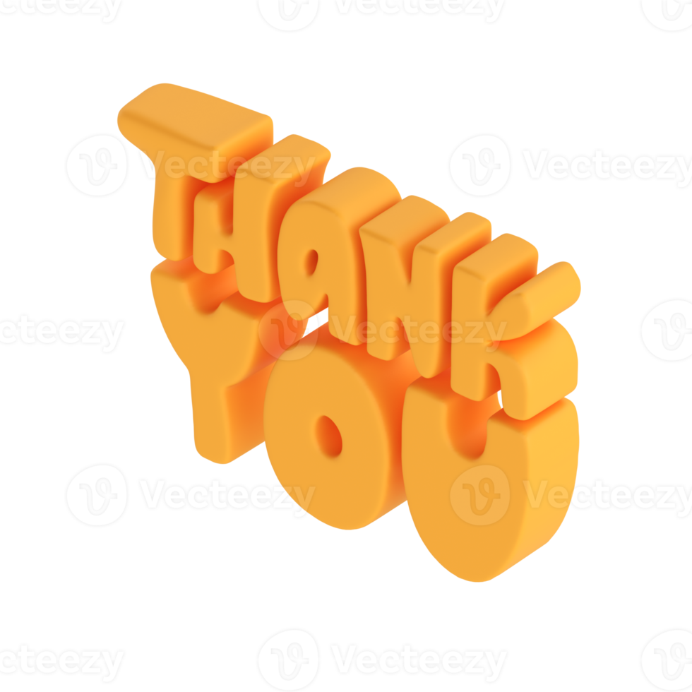 Thank you orange lettering 3d text icon hand drawn, thanksgiving day Cute illustration isolated transparent png background