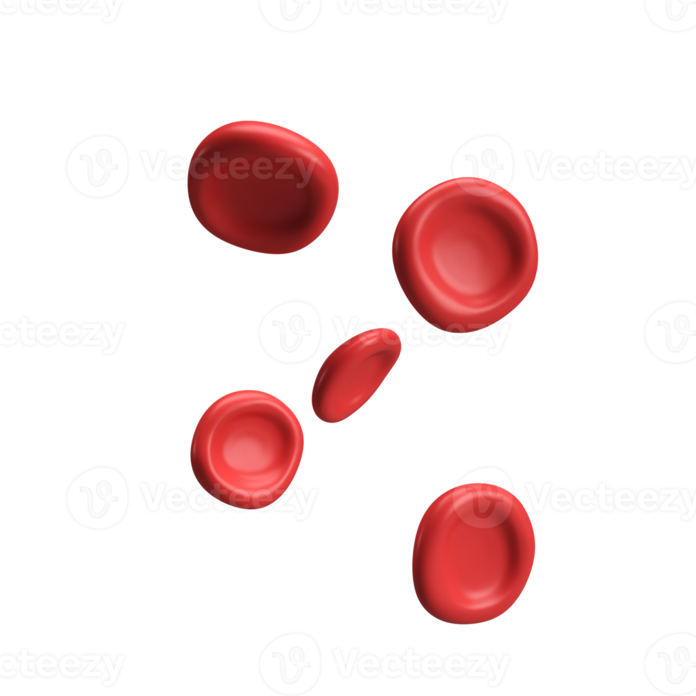 3d flow red blood cells iron platelets erythrocyte anemia. Realistic medical analysis illustration isolated transparent png background