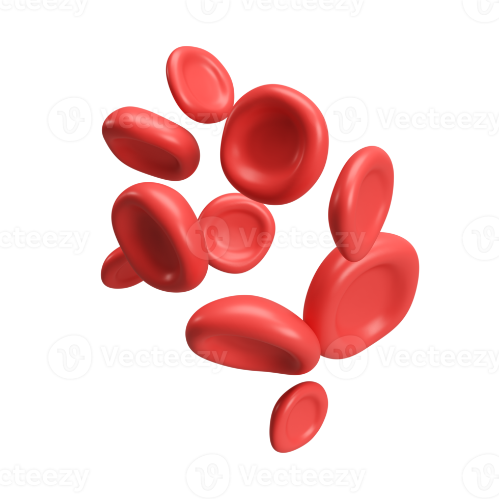 3d flow red blood cells iron platelets erythrocyte. Realistic medical analysis illustration isolated transparent png background