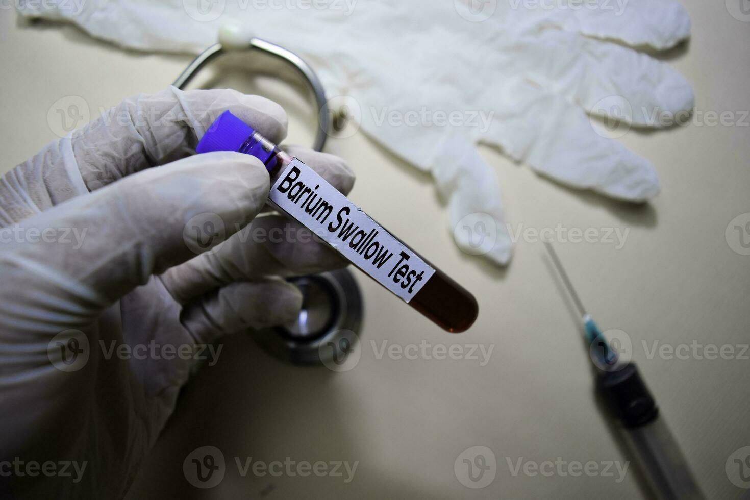 Barium Swallow Test text on Sticky Notes. Top view isolated on office desk. Healthcare Medical concept photo