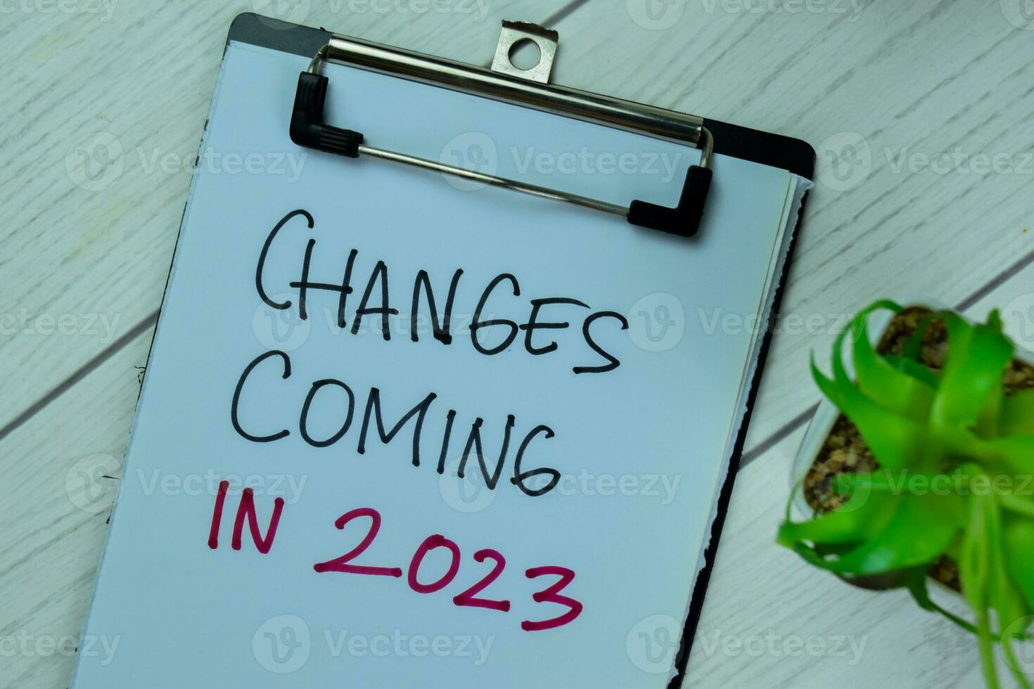 Concept of Changes Coming in 2023 write on paperwork isolated on Wooden Table. photo