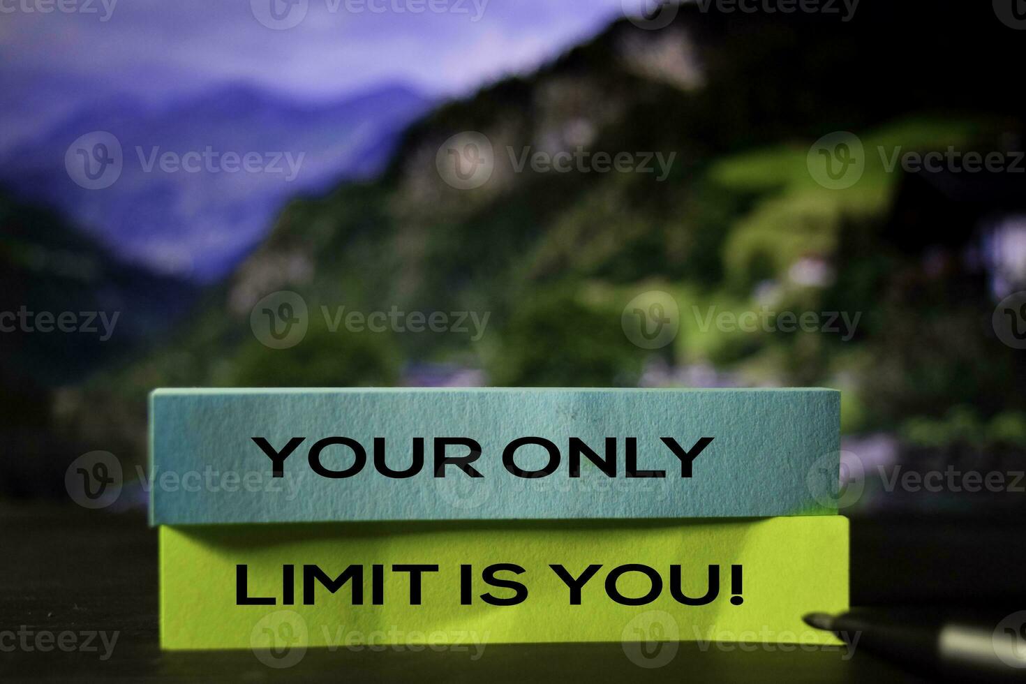 Your Only Limit Is You on the sticky notes with bokeh background photo