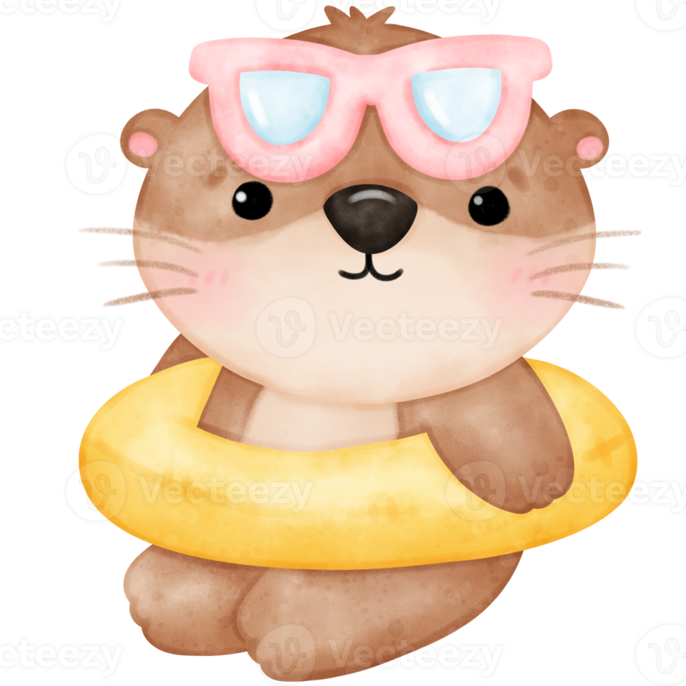 Cute Otter, Summer, Cute Animal, Pool Party, Watercolor Otter png