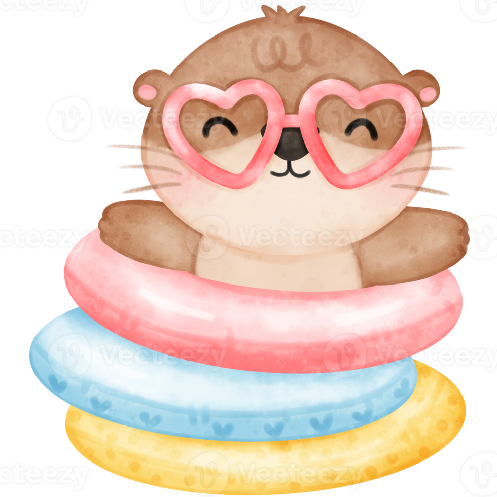Cute Otter, Summer, Cute Animal, Pool Party, Watercolor Otter png