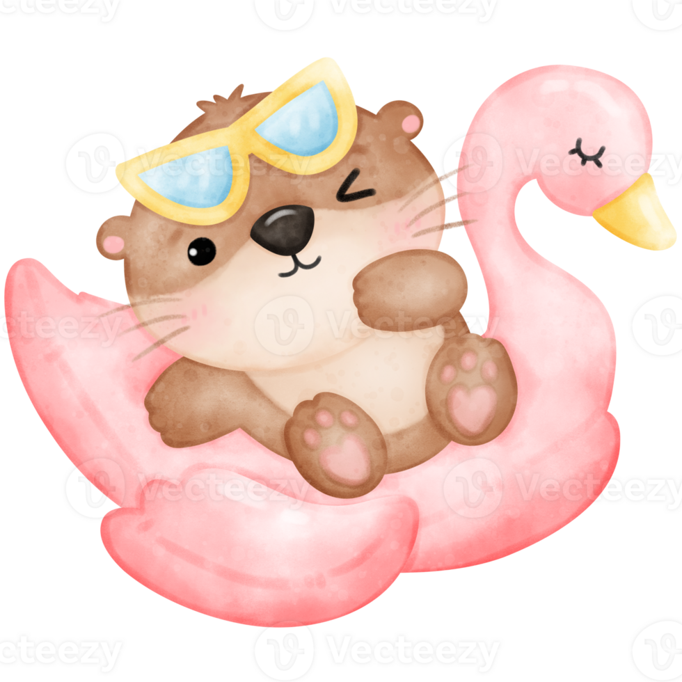 Cute Otter, Summer, Cute Animal, Pool Party, Watercolor Otter png
