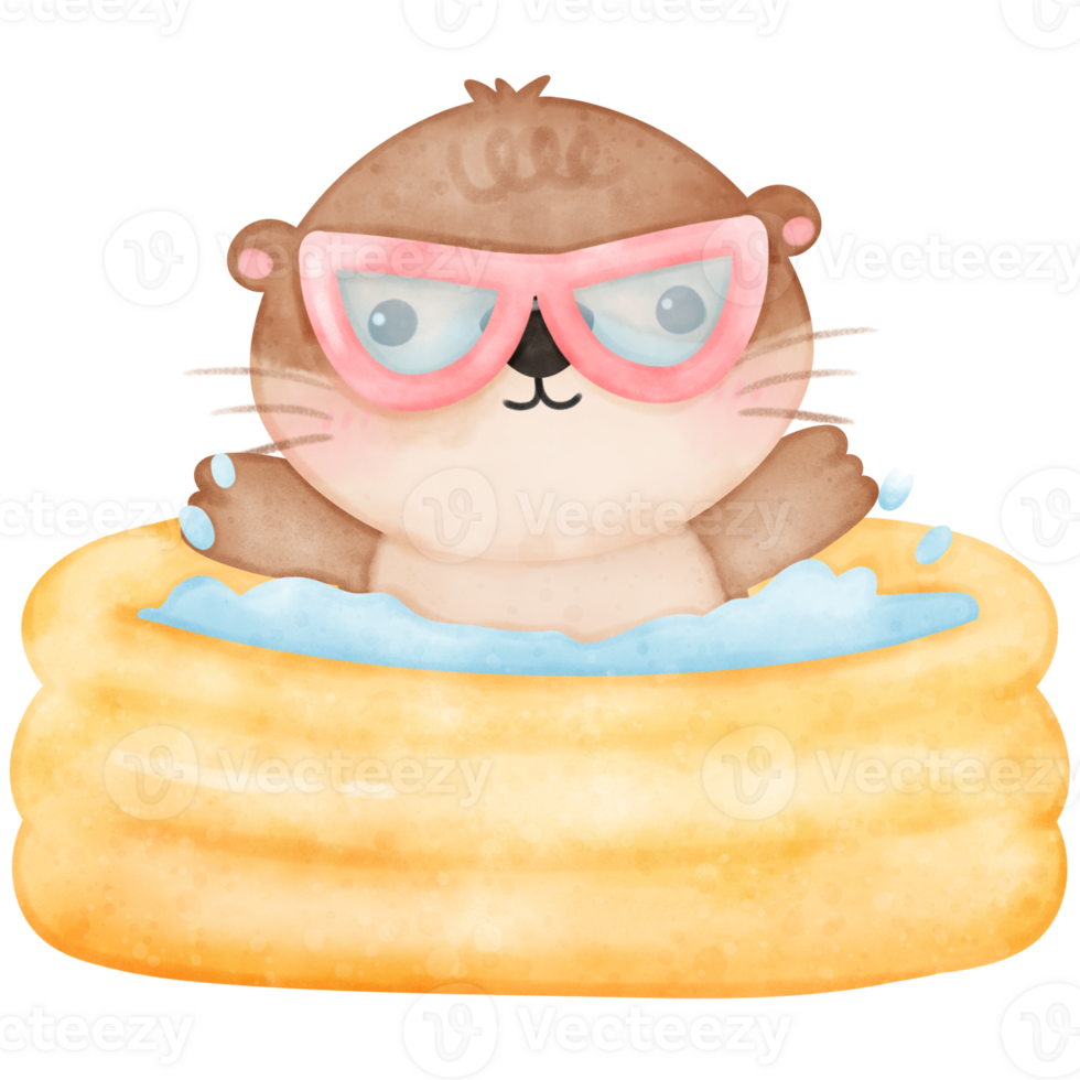 Cute Otter, Summer, Cute Animal, Pool Party, Watercolor Otter png