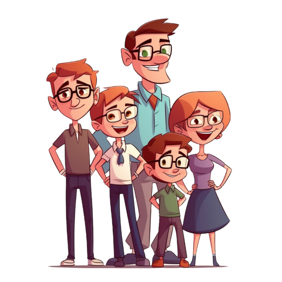 Cartoon family, AI Generated png