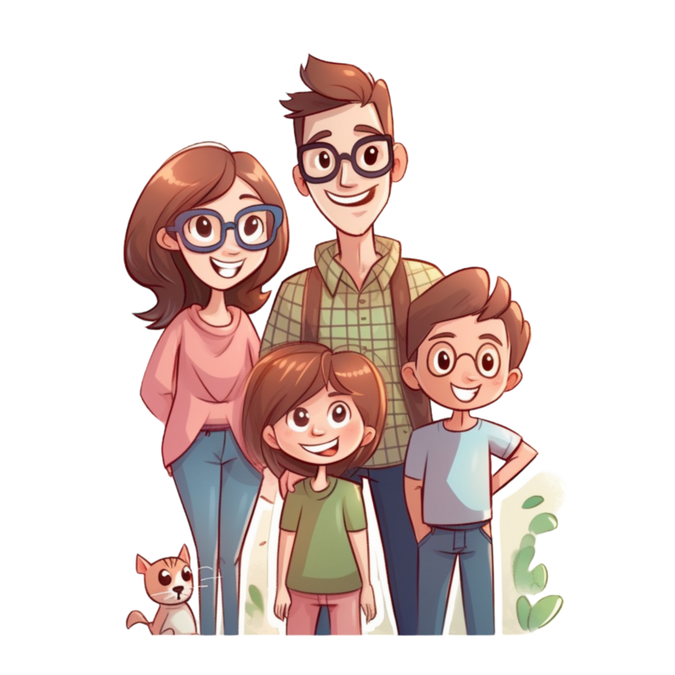 Cartoon family, AI Generated png