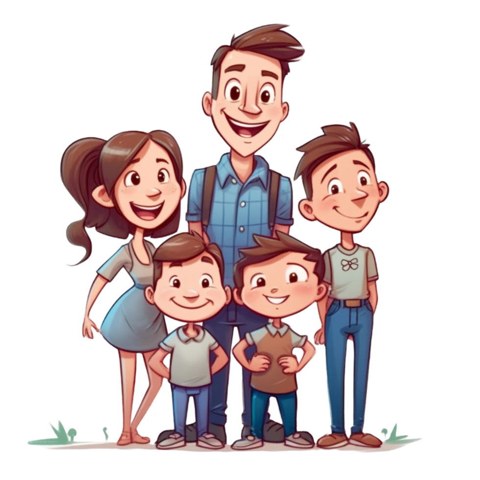 dessin animé famille, ai généré png