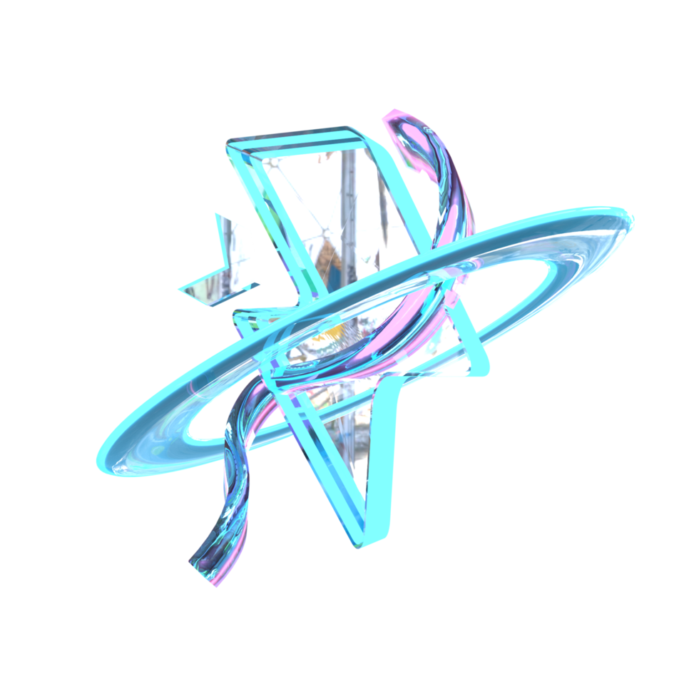 3D illustration Holographic Abstract Shape png