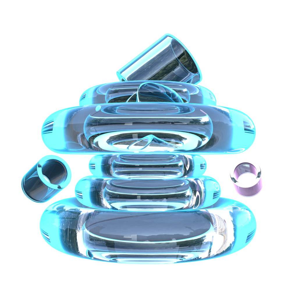3D illustration Holographic Abstract Shape png