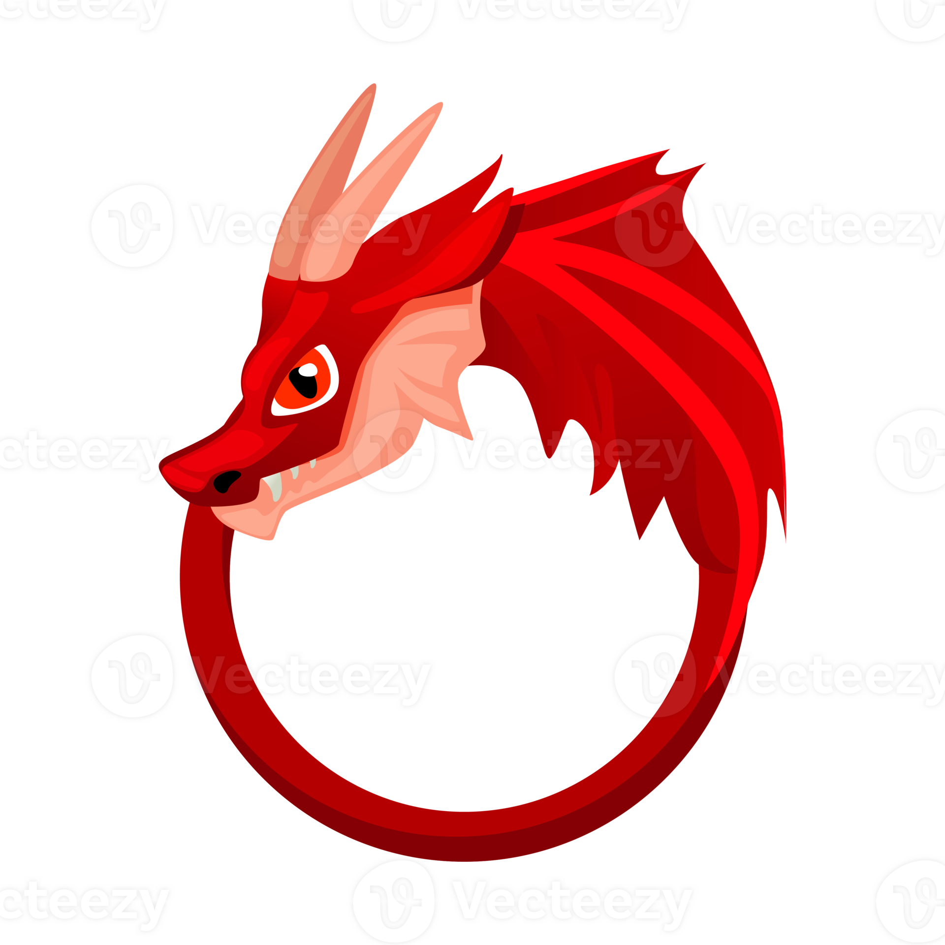 Avatar frame Dragon, round animal template for game. Cartoon empty